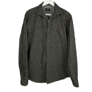 Knighthood Jubilee Green Print Shirt size 42 Slim